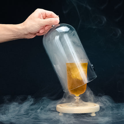 Acrylic Smoke Hood 🐦 – Wooden Base, Bird Handle
