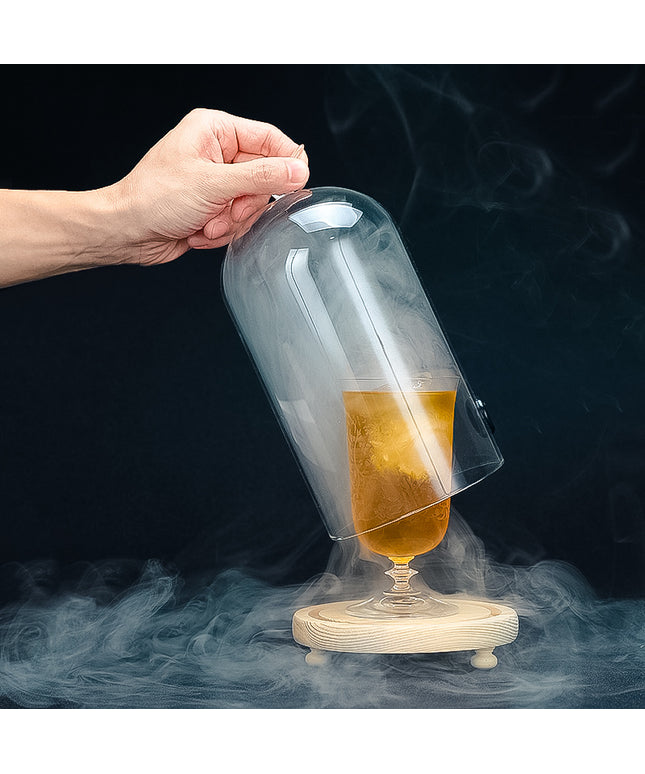 Acrylic Smoke Hood 🐦 – Wooden Base, Bird Handle