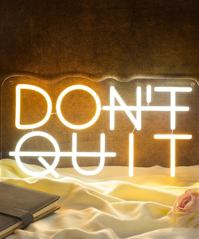 Motivational Neon Sign | Hustle & Don’t Quit LED Light