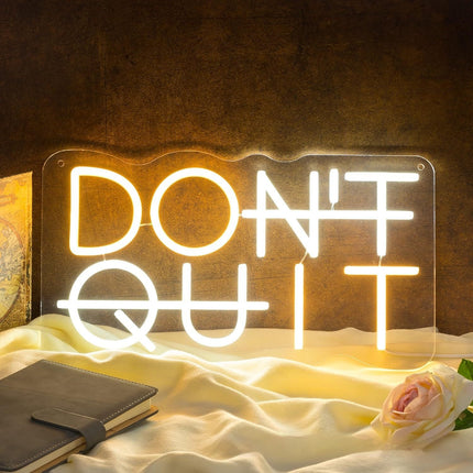 Motivational Neon Sign | Hustle & Don’t Quit LED Light