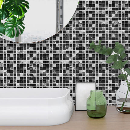 Black Mosaic Tile Stickers — Geometric PVC Wall Decals
