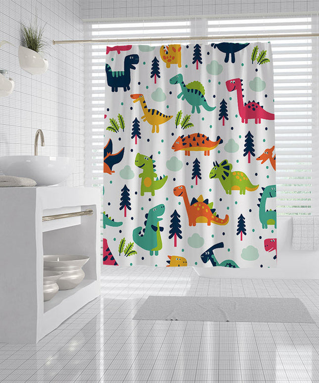 New Cartoon Dinosaur Shower Curtain Sanitary Partition Curtain Bath Shower Curtain