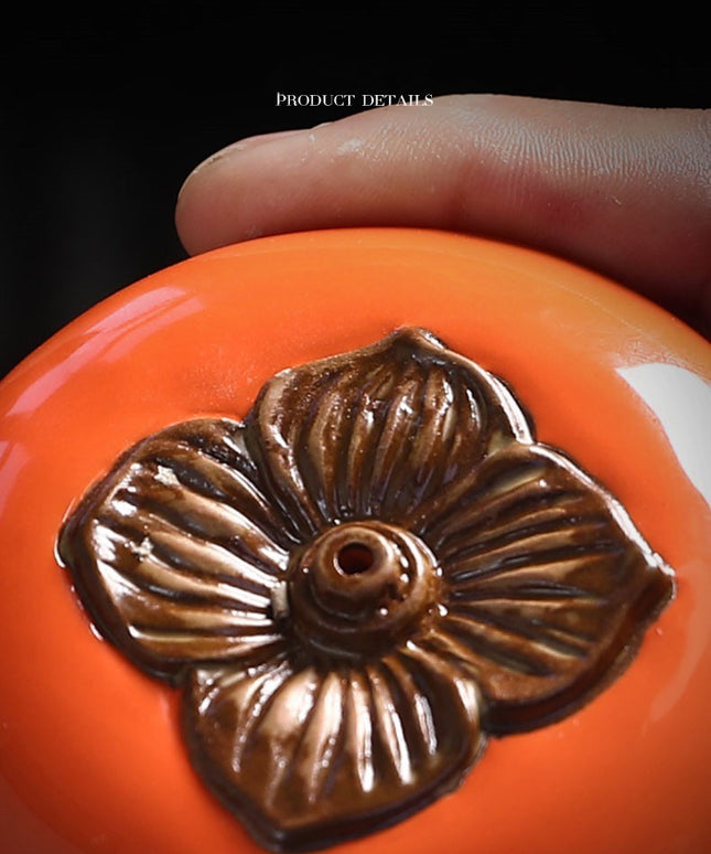 Persimmon Ceramic Incense Burner – Chinese Style Indoor Décor | Ikeame