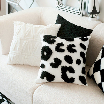 Retro rabbit fur light luxury checkerboard sofa cushion – Trendy & Practical for Daily Living