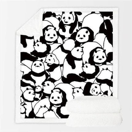 Panda Flannel Blanket – Quilted Coral Fleece Throw | Ikeame