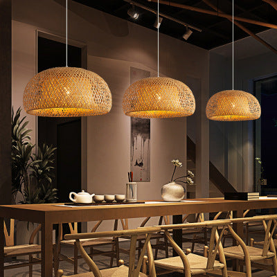 Bamboo Woven Droplight – Natural Fibre Chandelier Light