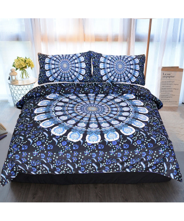Blue Peacock Mandala Pattern Bedding