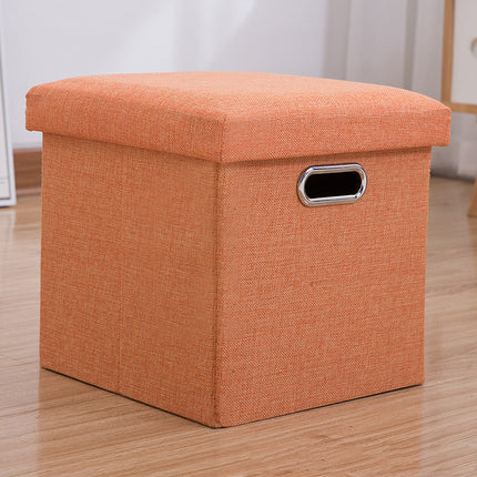 Storage Stool with Lid Linen Foldable Storage Box Seat