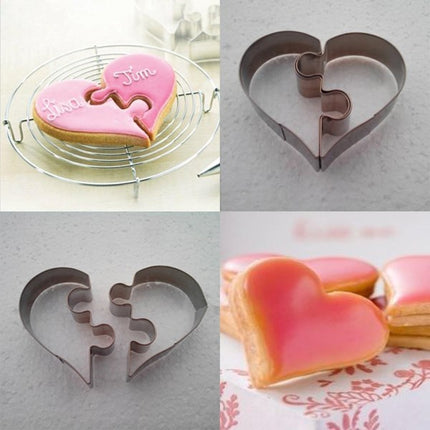 Love Heart Puzzle Mould ❤️ – Stainless Steel Biscuit, Cookie, and Pastry Cutter