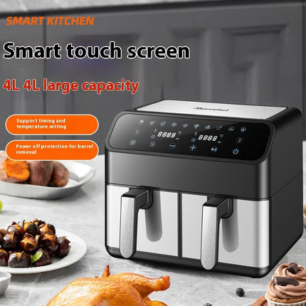 8L Stainless Steel Double Pot Air Fryer – Multi-Functional, Touchscreen