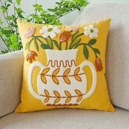 Pastoral Yellow Floral Cushion Cover – 45x45cm 🌼💛