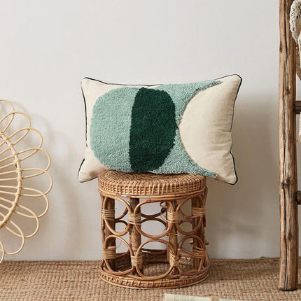 Geometric Embroidered Cushion – Green | 45x45cm 🌿