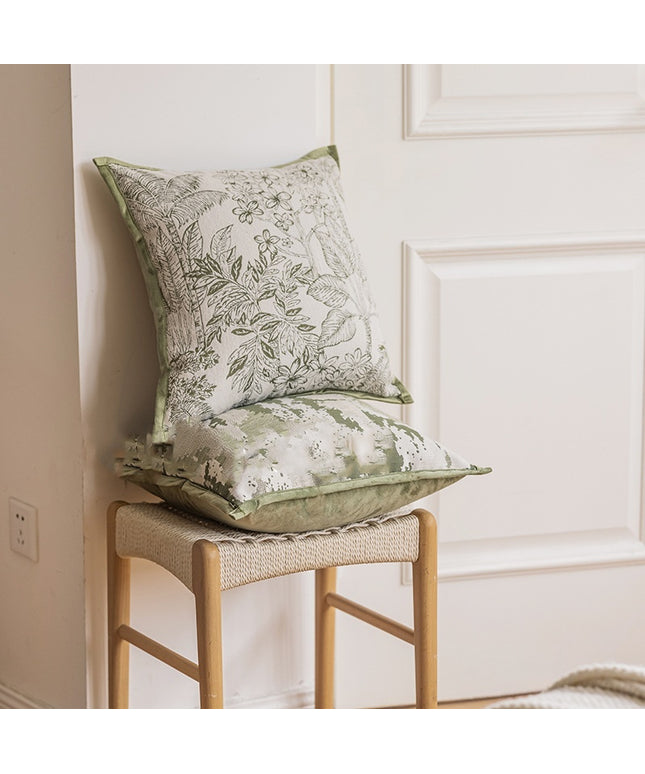 Warm Green Vintage Distressed Pattern Cushion – Cosy Décor