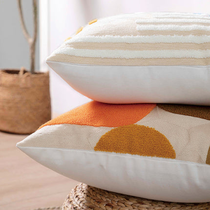 Cotton Towelled Embroidered Cushion Cover in Modern Abstract Design 🎨🧵
