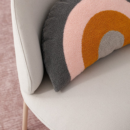 Rainbow Shaped Embroidered Backrest Pillow | Grey, Pink & Orange