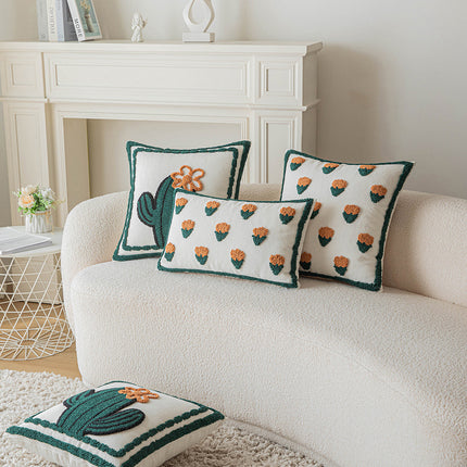 Orange Tufted Small Flower Cushion Cover | Bright & Cosy