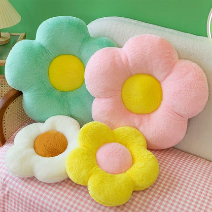 Flower Shaped Plush Cushion – Green or Black Petals | Super Soft Pillow