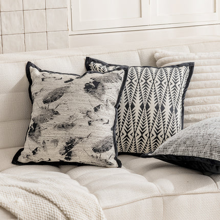 Monochrome Fine Line Patterned Cushion with Core | Minimalist Home Décor