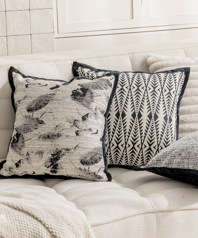 Monochrome Fine Line Patterned Cushion with Core | Minimalist Home Décor