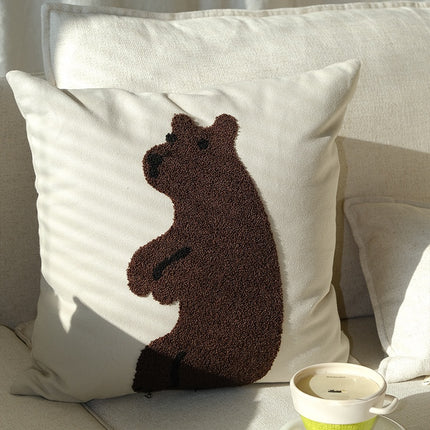 Animal Embroidered Cushion 45x45 | Decorative Animal Pillow