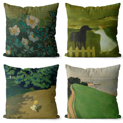 Art Oil Painting Cushion Cover – 45x45cm Scenic Designs