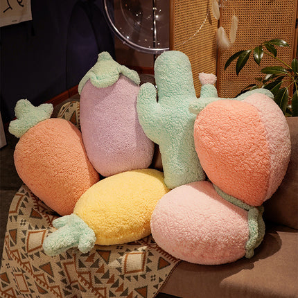 Novelty Plush Cushion | Cute Fruit & Vegetable Pillow 🍆