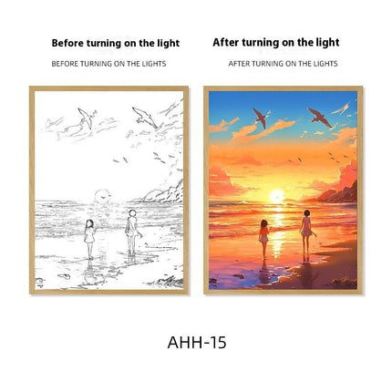 Decorative Painting Small Night Lamp Creative Photo Frame Table Decoration