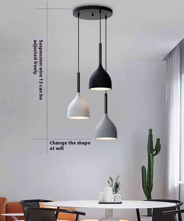 Nordic Restaurant Chandelier Three-head Modern Minimalist