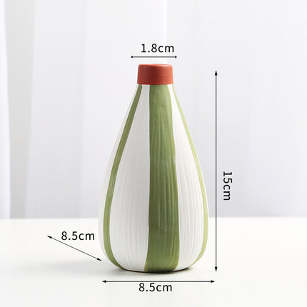 Geometric Line Ceramic Vase | Modern Striped Decorative Vase