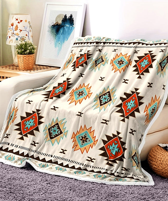 Bohemian Flannel Blanket | Tribal Pattern Cosy Throw