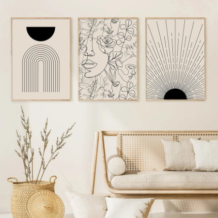 Monochrome Abstract Line Canvas Art | Minimalist Wall Décor