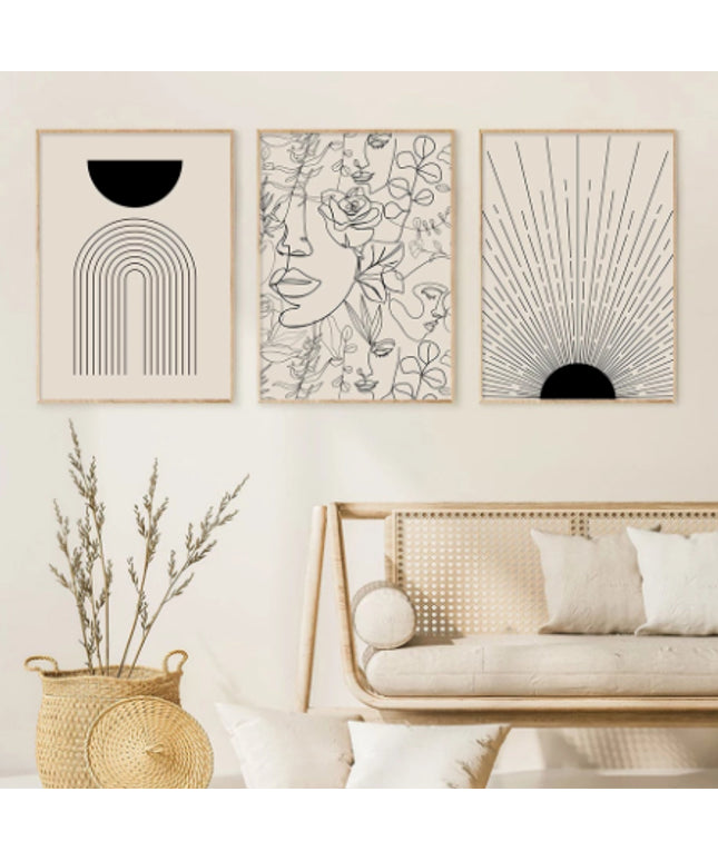 Monochrome Abstract Line Canvas Art | Minimalist Wall Décor