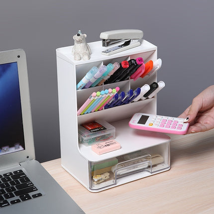 Acrylic Pen Holder with Drawer – Clear Desk Organiser Storage Box