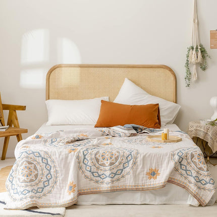 Cotton Mandala Blanket | Cream Minimalist Throw