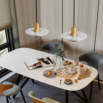 Luxury Marble Pendant Light – White Marble & Copper | Ikeame