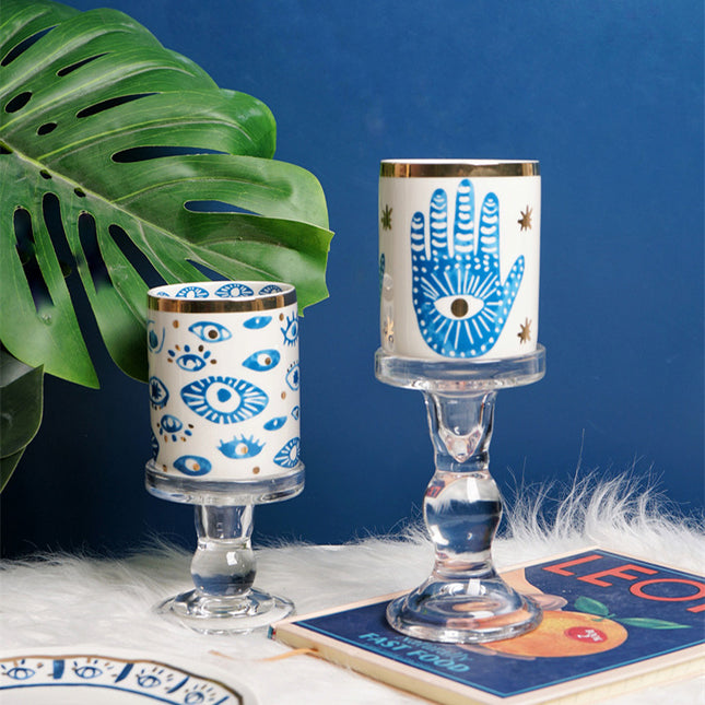 Eye Print Ceramic Mug & Plate Set | Gold Detail Decorative Tableware