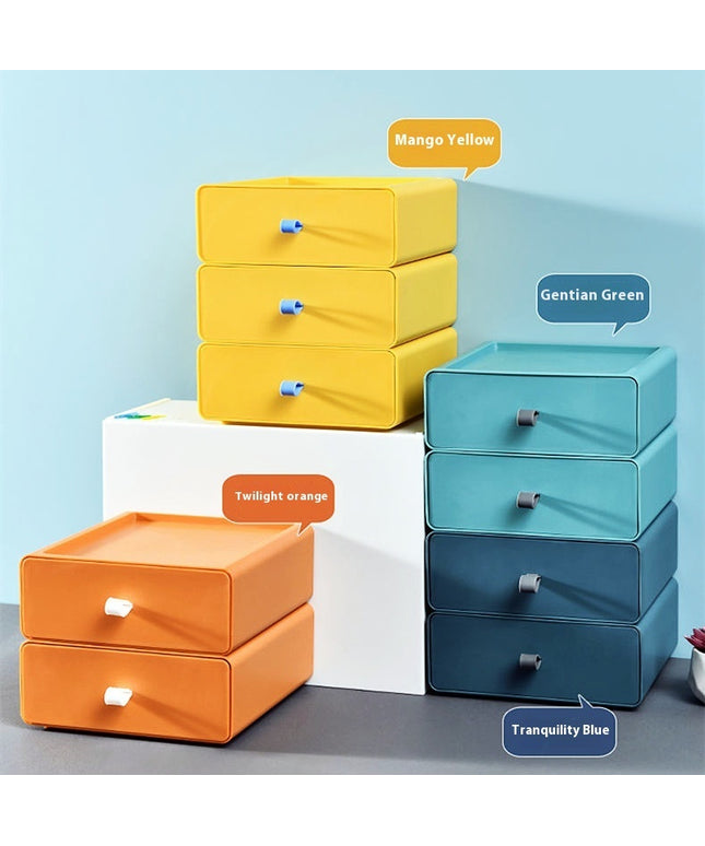 Stackable Storage Drawer Boxes Desk Makeup Organiser Set