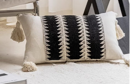 Monochrome Triangular Geometric Cushion Cover – Modern Home Décor