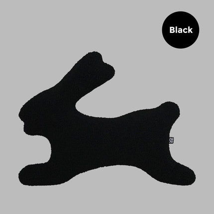 Rabbit-Shaped Plush Pillow – Soft Fleecy Cushion in Black or White