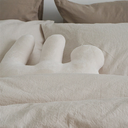 White Cream Geometric Plush Cushion 30x50 – Soft Modern Decorative Pillow