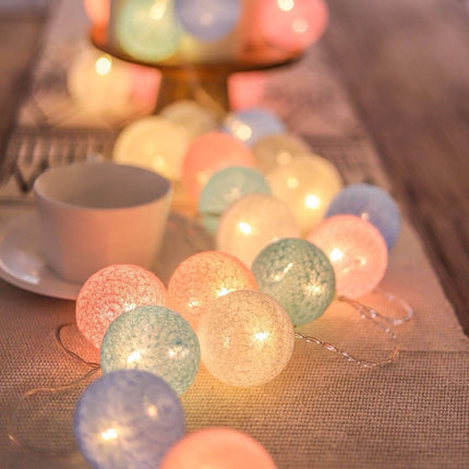 Cotton Ball String Lights – Colourful Festival Decoration (Battery or USB) | Ikeame
