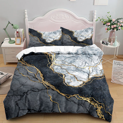 Metallic Gold Marble Quilt Cover Set – 3 Piece Bedding in 4 Colours & 3 Sizes