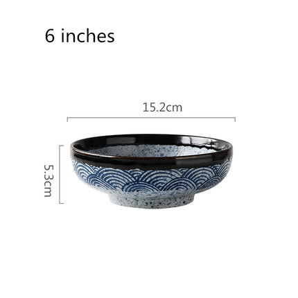 Sea Ripple Restaurant Restaurant Tableware Set Hotel Ceramic Rice Bowl Bone Dish Soup Spoon Tea Cup