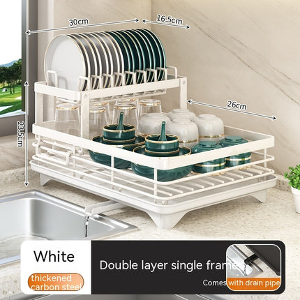 Premium Dish Drying Rack Carbon Steel Kitchen Storage Organiser