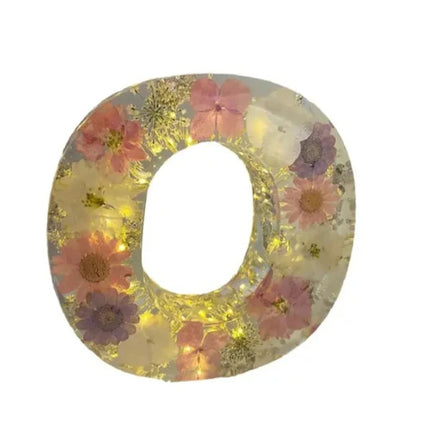 Letter Flower Transparent Flowers Resin Night Light Ornaments