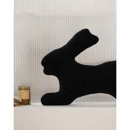 Rabbit-Shaped Plush Pillow – Soft Fleecy Cushion in Black or White