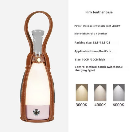 Portable Wine Decanter Lamp – LED Touch Dimming Light with Optional Leather Strap (8 Base Colours)