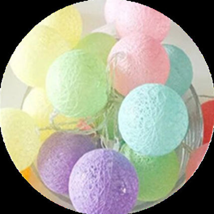 Cotton Ball String Lights – Colourful Festival Decoration (Battery or USB) | Ikeame