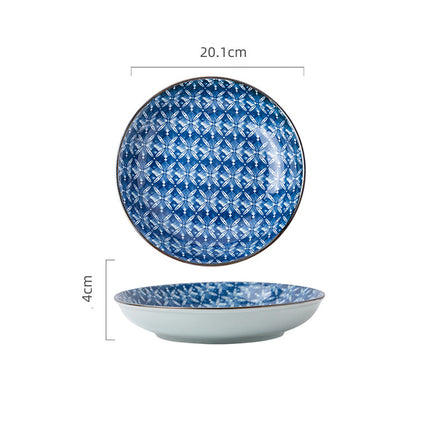 Japanese Blue and White Ceramic Plates | Decorative Tableware Set
