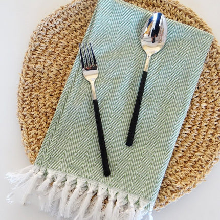 Cotton Herringbone Napkins ✨ – Fringed, 5 Colours